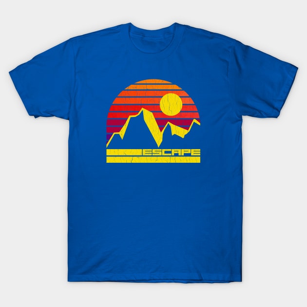 80s Vintage Mountain Escape (distressed look) T-Shirt by robotface